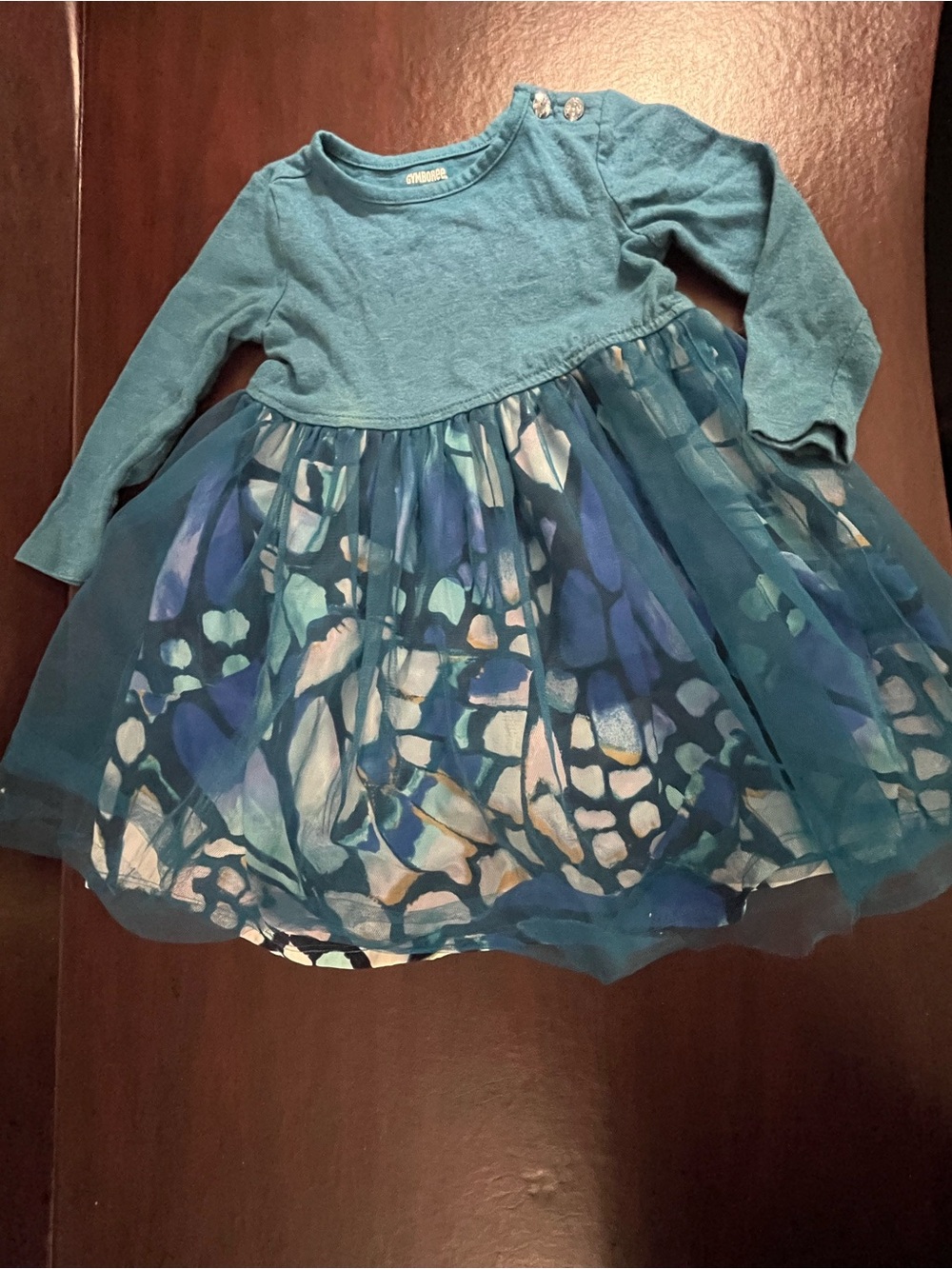 Gymboree Teal and Blue Long-Sleeve Tulle Dress